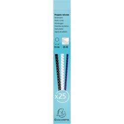 Boite 25 reliures spirales plastique 8mm - Blanc