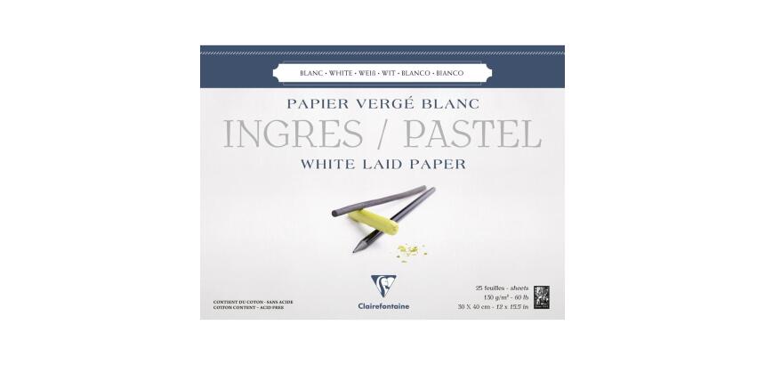 Ingres Pastel bloc collé 25F 30x40cm 130g - Blanc