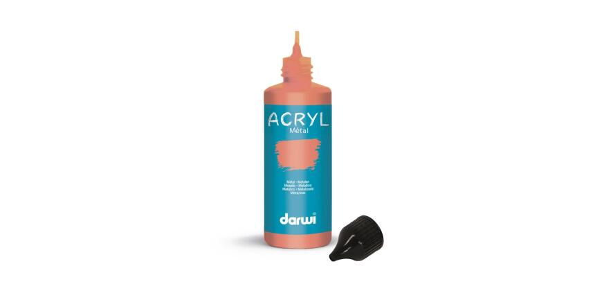 Darwi Flacon de 80 ml de Peinture Acrylique Universelle Métallique - Cuivre