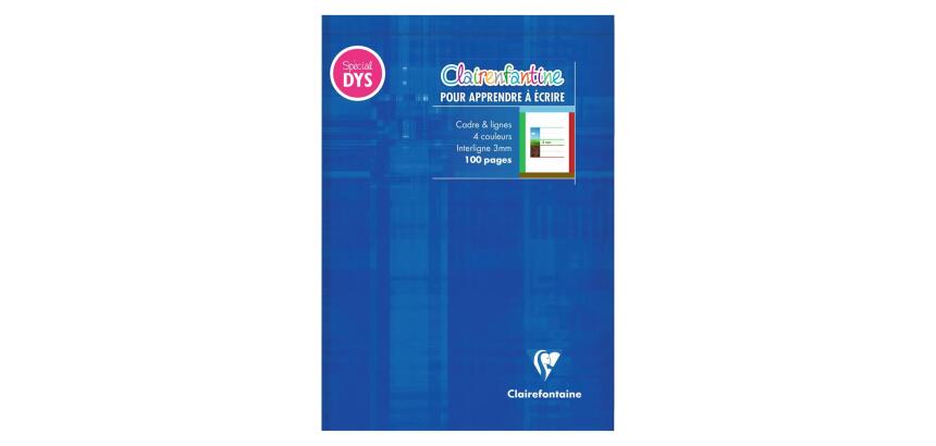 Bloc d'écriture spécial Dys encollé en-tête A5 100 pages détachables cadre et lignes 4 couleurs Interligne 3 mm - Bleu Klein