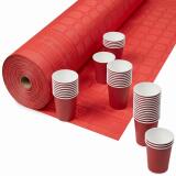 Nappe en rouleau papier damassé - 50x1,18m - Rouge