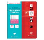 Cahier Travaux Pratiques piqué déficients visuels 17x22cm 64 pages grands carreaux noirs 2,5mm agrandis 10x10 + uni Couleur aléatoire - Assortis