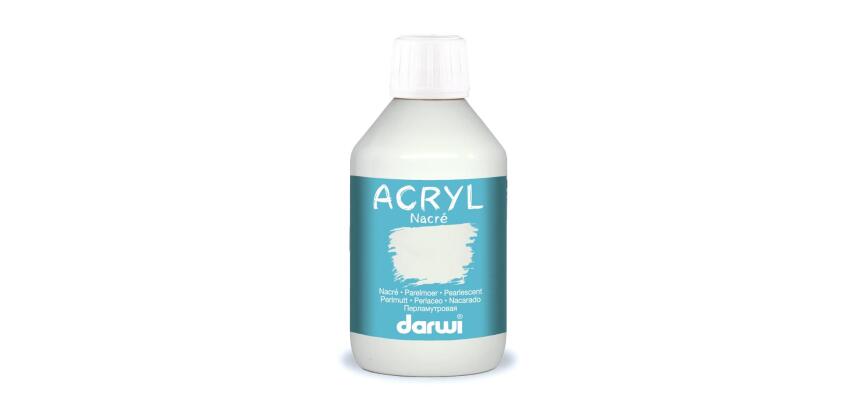 Darwi Flacon de 250 ml de Peinture Acrylique Universelle Nacrée - Blanc nacré