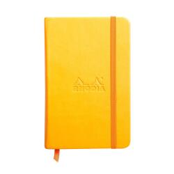 Rhodiarama carnet rembordé rigide 9x14 cm 192 pages uni papier ivoire 90g fermeture élastique - Jonquille
