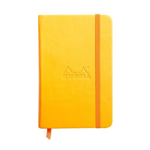 Rhodiarama carnet rembordé rigide 9x14 cm 192 pages uni papier ivoire 90g fermeture élastique - Jonquille