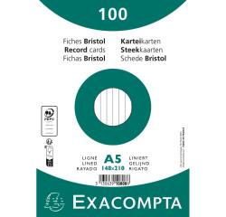 Fichas de cartulina bristol 205 g/m2 - Rayado - 148x210 mm - Blanco
