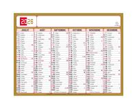 Calendrier Tricolore 13 x 17 cm Semestriel 2026 - rouge, noir et or