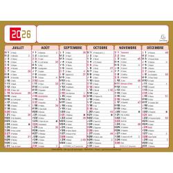 Calendrier Tricolore 13 x 17 cm Semestriel 2026 - rouge, noir et or