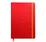 Rhodiarama carnet rembordé rigide A5 192 pages ligné papier ivoire 90g fermeture élastique - Coquelicot