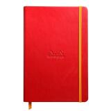 Rhodiarama carnet rembordé rigide A5 192 pages ligné papier ivoire 90g fermeture élastique - Coquelicot