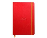 Rhodiarama carnet rembordé rigide A5 192 pages ligné papier ivoire 90g fermeture élastique - Coquelicot