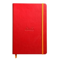 Rhodiarama carnet rembordé rigide A5 192 pages ligné papier ivoire 90g fermeture élastique - Coquelicot