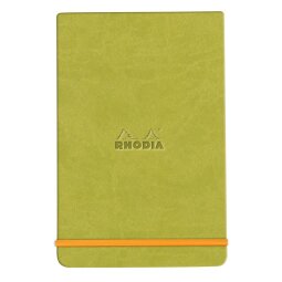 Rhodiarama Webnotepad rembordé rigide A5 192 pages ligné microperforé papier ivoire 90g fermeture élastique - Anis