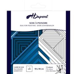CARRÉ 100% soie - 90x90cm Triangles - Blanc