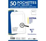 Paquet de 50 Pochettes Blanches C5-162x229 mm - Auto-Adhésives - 120g/m2 - Blanc