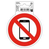 Panneau PVC adhésif antidérapant Téléphone mobile interdit 10 cm - Rouge