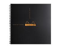 Reversebook Rhodiactive 90g reliure intégrale 21x21 cm 160 pages petits carreaux 5x5 microperforé non perforé - Noir