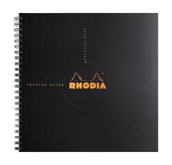 Reversebook Rhodiactive 90g reliure intégrale 21x21 cm 160 pages petits carreaux 5x5 microperforé non perforé - Noir
