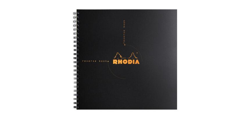 Reversebook Rhodiactive 90g reliure intégrale 21x21 cm 160 pages petits carreaux 5x5 microperforé non perforé - Noir