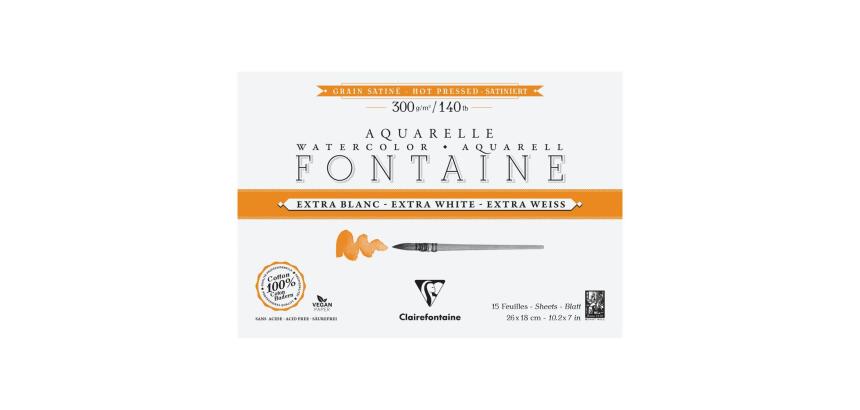 Fontaine Extra Blanc Grain Satiné bloc collé 4 côtés 15F 18x26cm 300g