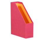 Rhodiarama porte-revues simili cuir italien 10x25x31 cm - Framboise