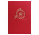 Flying Spirit Red carnet piqûre textile 14,8x21cm 96p ligné motifs assortis papier ivoire 90g - Rouge
