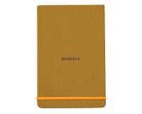 Rhodiarama Webnotepad rembordé rigide 9x14 cm 192 pages ligné microperforé papier ivoire 90g fermeture élastique - Or