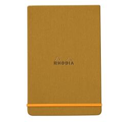 Rhodiarama Webnotepad rembordé rigide 9x14 cm 192 pages ligné microperforé papier ivoire 90g fermeture élastique - Or