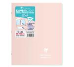 Cahier piqué Koverbook Blush 17x22cm 96 pages grands carreaux couverture polypropylène opaque bicolore - Rose poudré/Menthe à l'eau