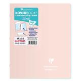 Cahier piqué Koverbook Blush 17x22cm 96 pages grands carreaux couverture polypropylène opaque bicolore - Rose poudré/Menthe à l'eau