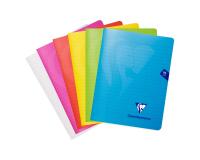 Cahier piqué Mimesys 17x22cm 96 pages ligné + marge couverture polypropylène Couleur aléatoire - Assortis