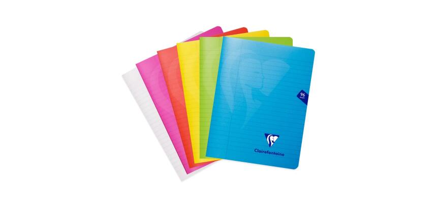 Cahier piqué Mimesys 17x22cm 96 pages ligné + marge couverture polypropylène Couleur aléatoire - Assortis