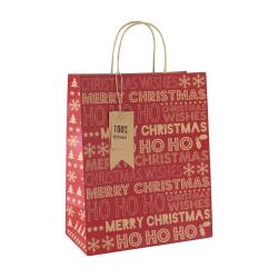 Kraft Texte Noël, sac large 26,5x14x33 cm - Rouge