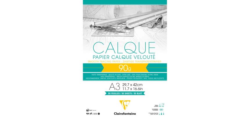 Papier Calque bloc collé 50F A3 90/95g