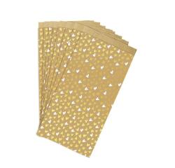 Sachet de 50 pochettes kraft, 16x30+5cm, coeurs - Or