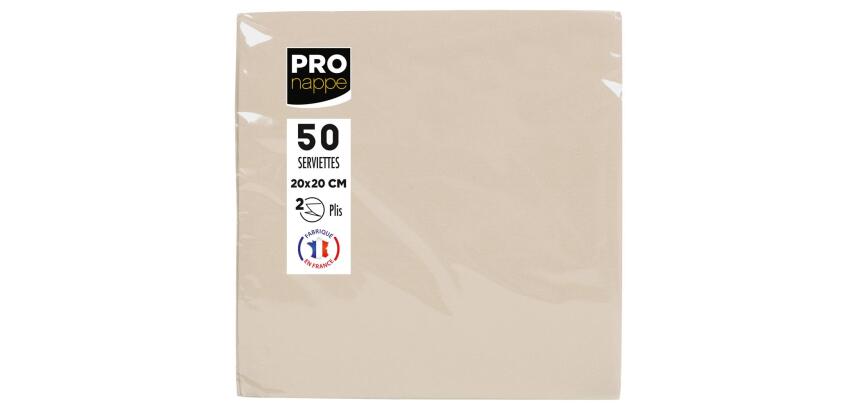 Paquet de 50 serviettes cocktail micro-gaufrées ouate 2 plis - 20x20 cm