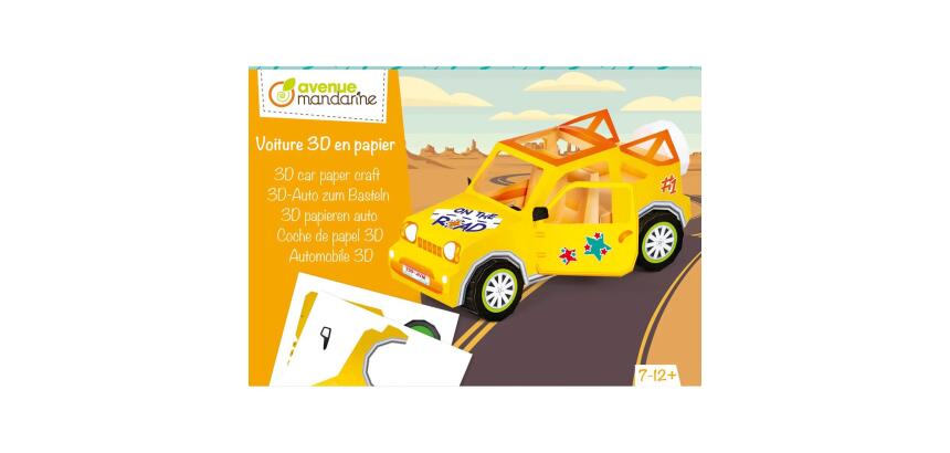 Boîte créative, Pliages 3D, Voiture - Jaune