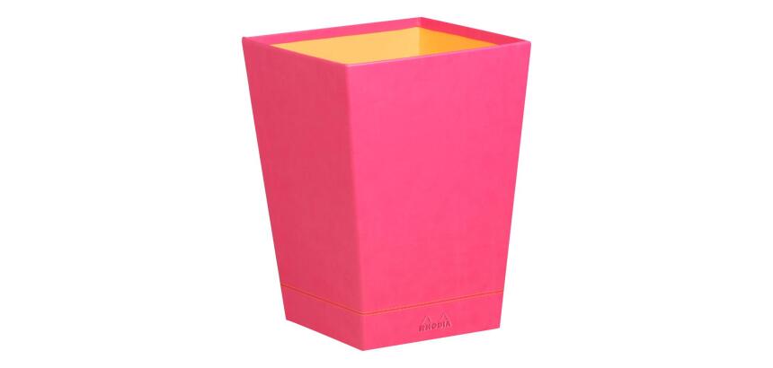 Rhodiarama corbeille à papier simili cuir italien 27x27x32 cm - Framboise