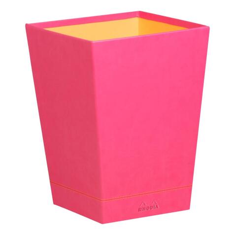 Rhodiarama corbeille à papier simili cuir italien 27x27x32 cm - Framboise