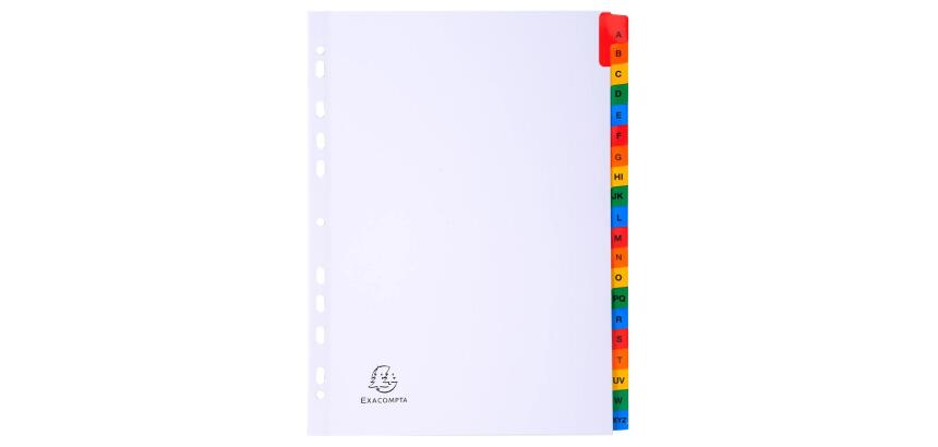 Intercalaires Imprimés alphabétiques carte blanche 160g - 20 positions - A4 - Blanc