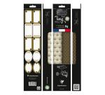 Pack 2TR+bolduc,5x0,35m,pap.aff,or/noir - Noir & Blanc