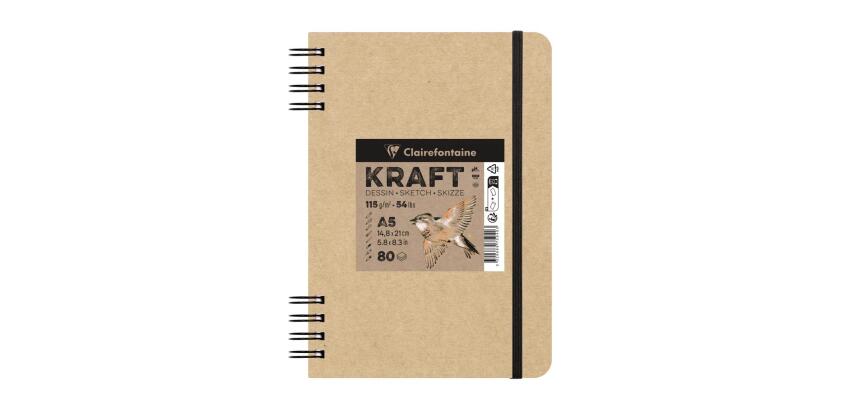 Kraft carnet double spirale 80F A5 115g