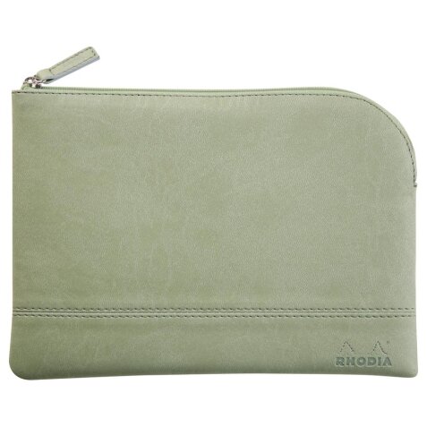 Rhodiarama pochette zippée en simili cuir - taille M (16x22 cm) - Céladon