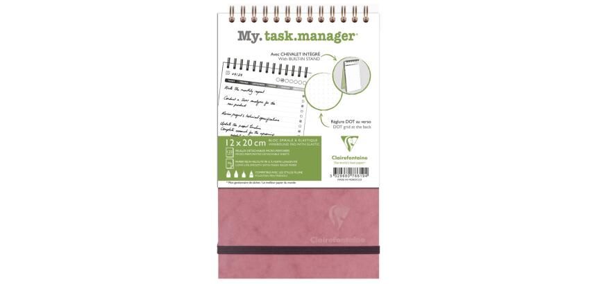 My.task.manager Age Bag bloc de bureau reliure intégrale en-tête 12x20 cm 250 pages détachables réglure DOT au verso - Rose antique