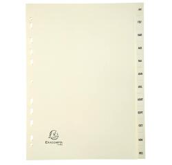 Tabbladen in karton 155g - 12 tabs - januari/december - A4 - Ivoor
