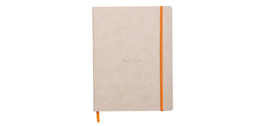 Rhodiarama carnet souple 19x25 cm 160 pages ligné papier ivoire 90g fermeture élastique - Beige