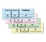 Bloc tombola 100 feuillets numérotés de 3 volets - Format 4,8x15 cm - Couleurs assorties