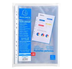 Estuche Exacompta de 50 fundas multitaladros polipropileno liso 6/100º - A4