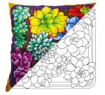 Coussin 100% soie - 40x40cm Succulentes - Blanc