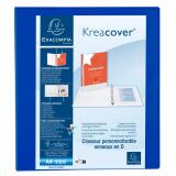 Classeur PP personnalisable Kreacover - 4 anneaux en D 40mm - A4 maxi - Bleu